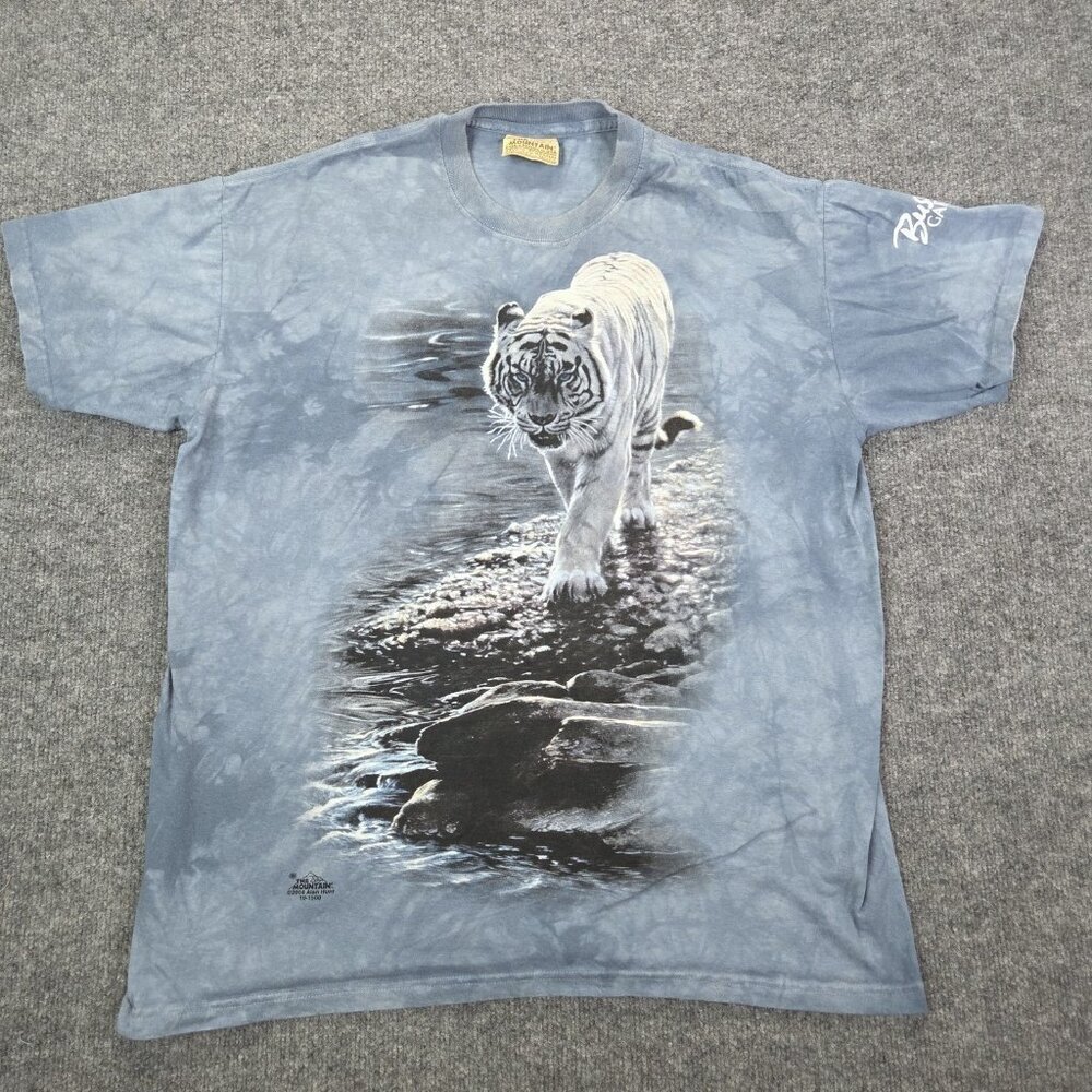 Vintage The Mountain Shirt Mens Large White Tiger Busch Gardens‎ 2004 Art Tee